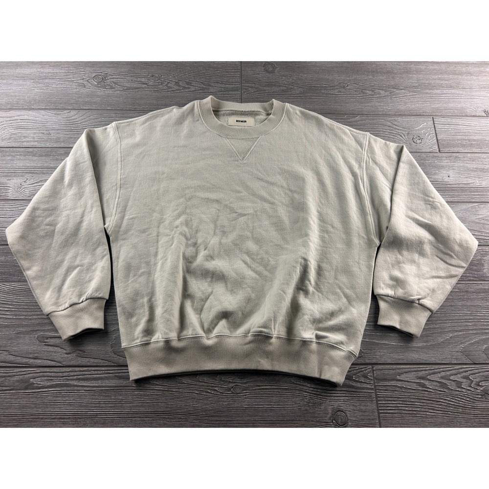 Buck Mason Mens Sweatshirt Beige Size Small Cotton Crew Neck Pullover
